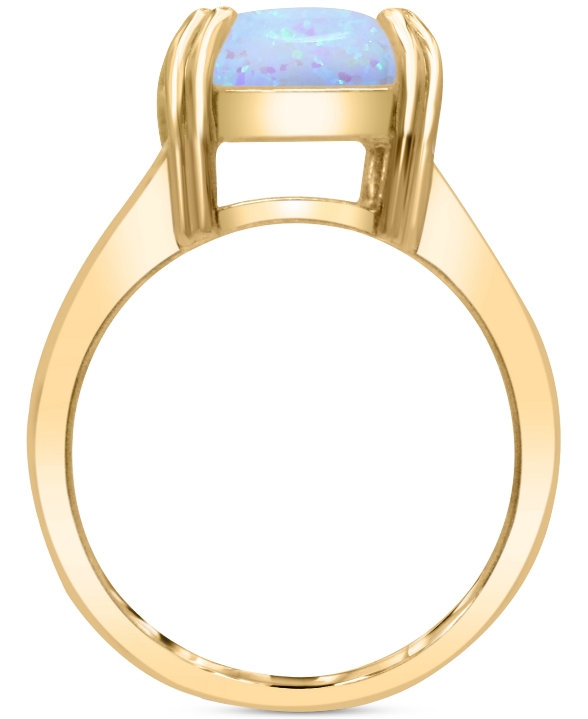 Macy's Lab-grown Opal Emerald-cut Statement Ring In 14k Gold-plated Sterling Silver In Opal