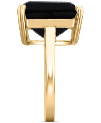 Gemstone Emerald-Cut Statement Ring in 14k Gold-Plated Sterling Silver (Also in White Quartz & Black Onyx)
