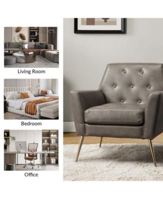 Modern Faux Leather Accent Chair for Living Room Bedroom