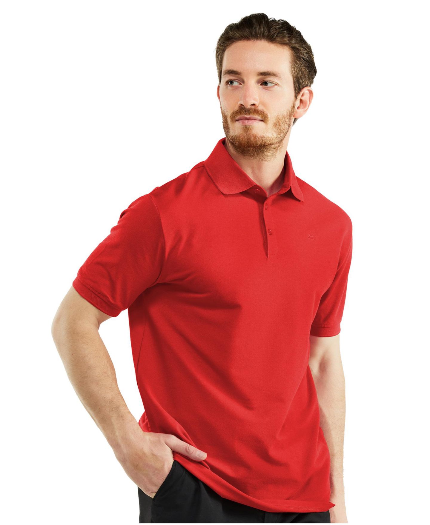 Мужская рубашка Mio Marino Classic-Fit Cotton-Blend Pique Polo Shirt Big & Tall, цвет: Красный — фото 5