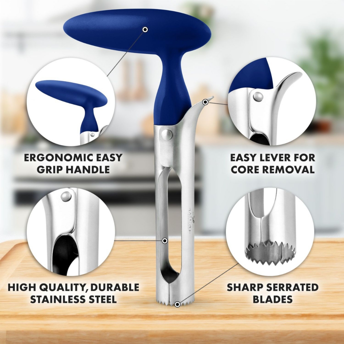 Zulay Kitchen Durable Stainless Steel Premium Apple Corer Remover