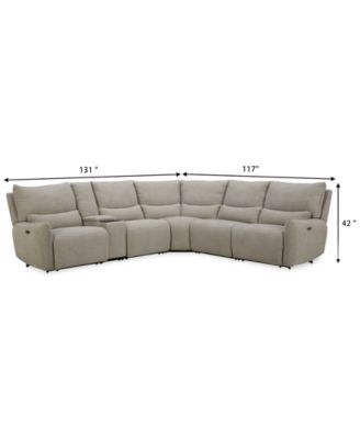 Olper 6-Pc. Fabric Zero Wall Sectional Sofa with Two Power Motion Pieces & Console, Created for Macy's