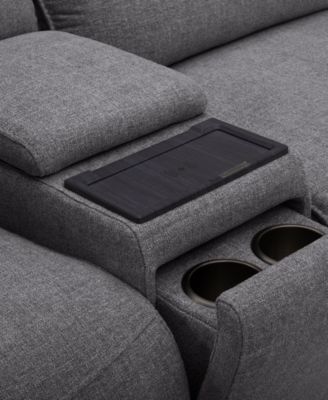 Olper 6-Pc. Fabric Zero Wall Sectional Sofa with Two Power Motion Pieces & Console