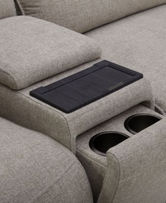 Olper 6-Pc. Fabric Zero Wall Sectional Sofa with Three Power Motion Pieces & Console, Created for Macy's