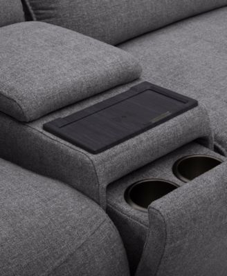 Olper 6-Pc. Fabric Zero Wall Sectional Sofa with Three Power Motion Pieces & Console, Created for Macy's