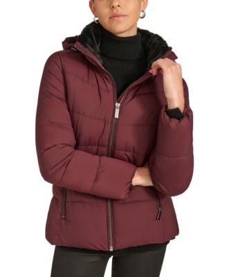 Women's Faux-Fur-Lined Hooded Puffer Coat