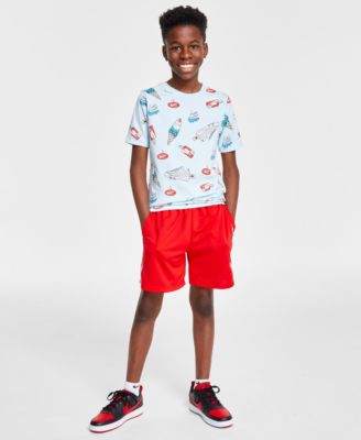 Nike Big Kids Sportswear Ice Cream Print T Shirt Multi Dri Fit Training Shorts Court Borough Low Recraft  In Blue