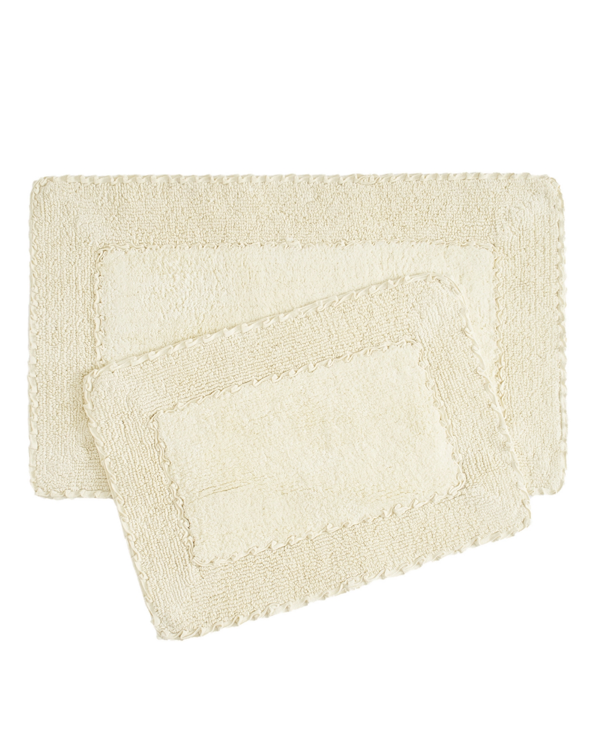 Laura Ashley Ruffle Cotton 2pc Bath Rug Set In Yellow