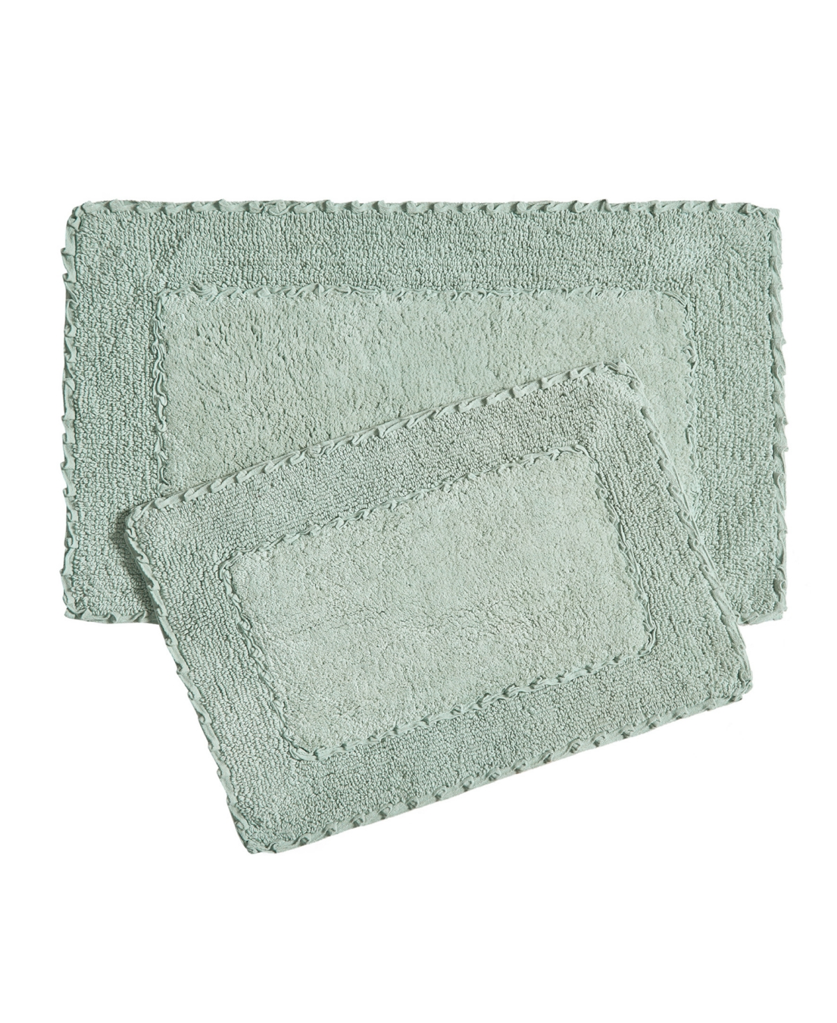 Laura Ashley Ruffle Cotton 2-pc. Bath Rugs Set In Sage Green