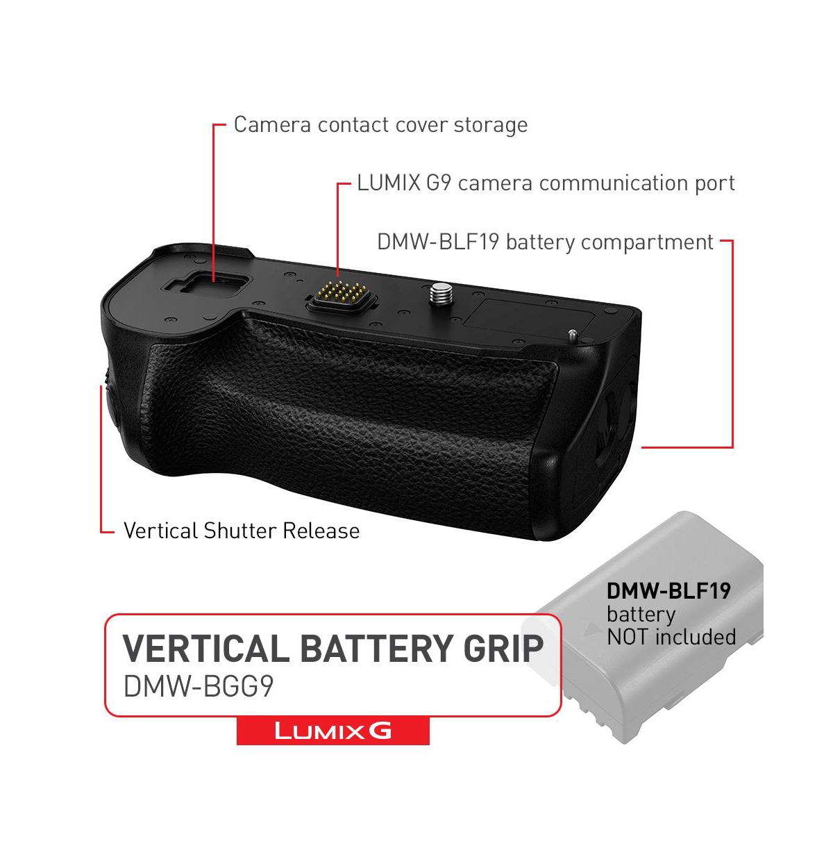 Panasonic Dmw-BGG9 Vertical Battery Grip for the Lumix G9 Camera