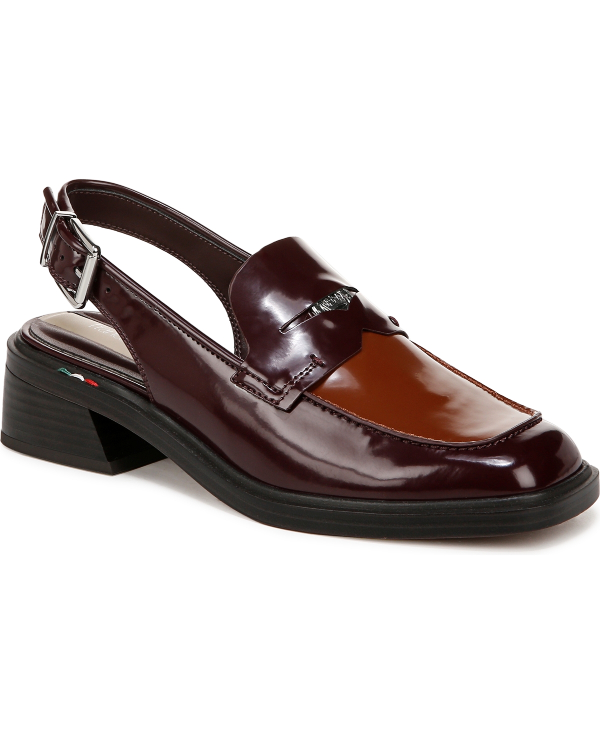 Franco Sarto Women's Giada Slingback Low Heel Loafers In Cordovan Red Faux Leather