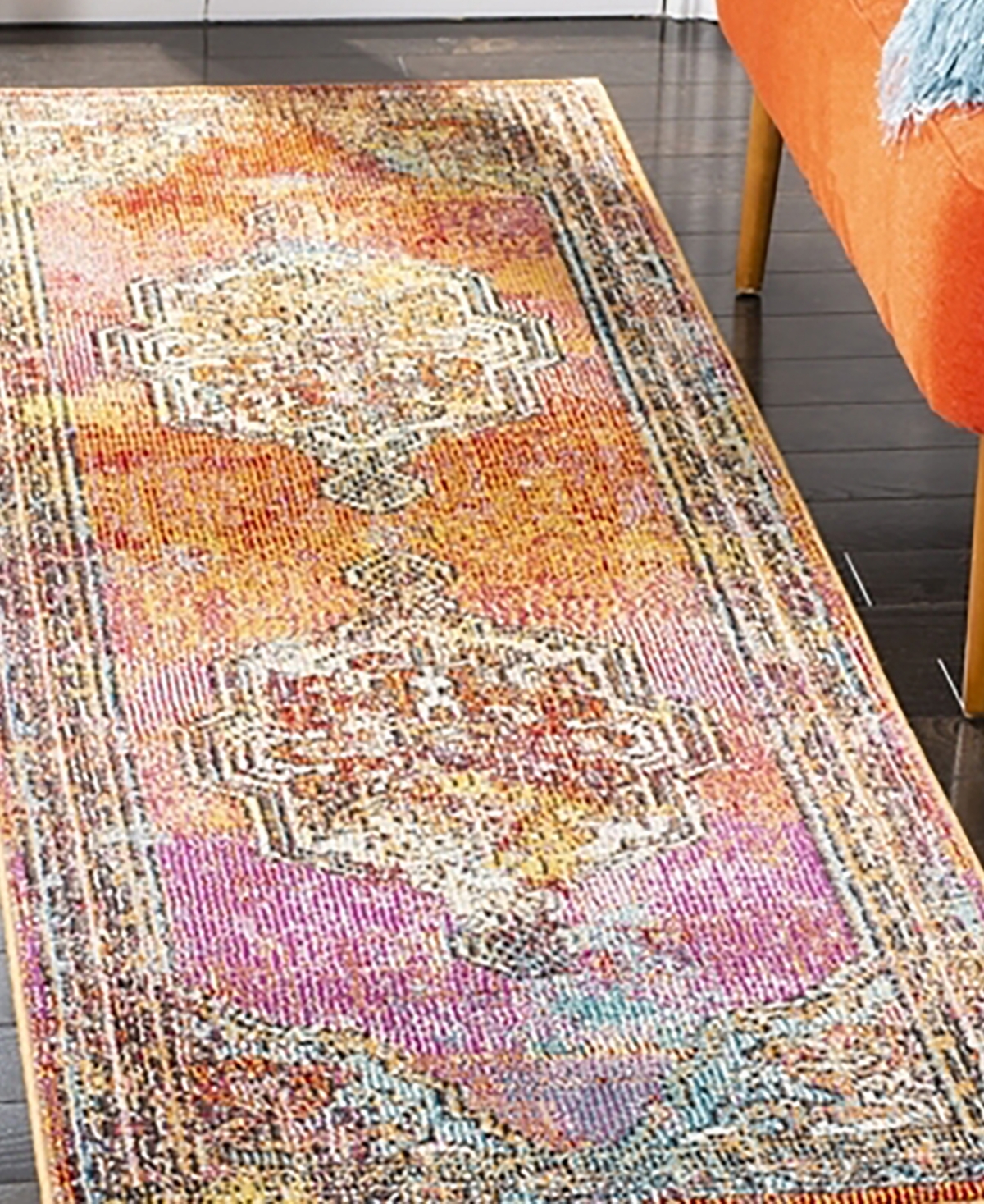 Safavieh Crystal CRS502and Light Blue Area Rug - Orange