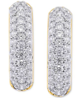 Lab Grown Diamond Pav&eacute; Small Huggie Hoop Earrings (1/2 ct. t.w.) in Sterling Silver or 14k Gold-Plated Sterling Silver