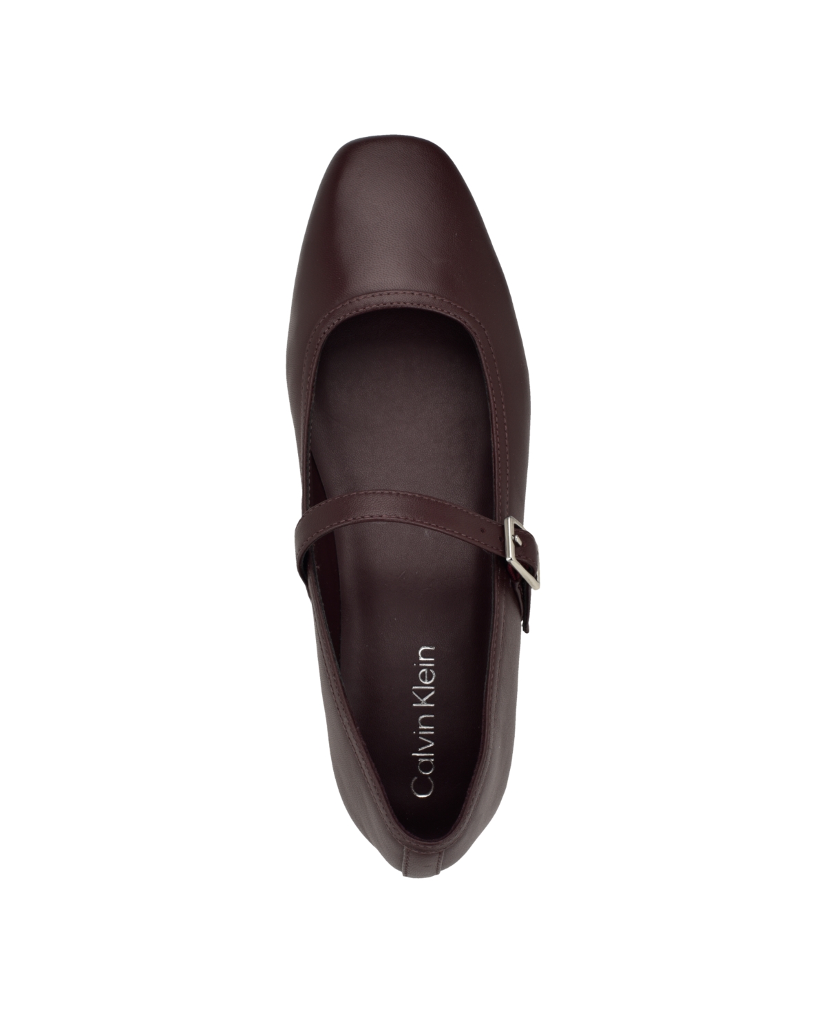 Calvin Klein Womens Buckle Man Made Ballet Flats In Silver