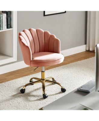Woman Modern Cute Shell Back Upholstered Desk Chair for Vanity, Living Room