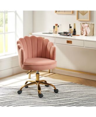 Woman Modern Cute Shell Back Upholstered Desk Chair for Vanity, Living Room