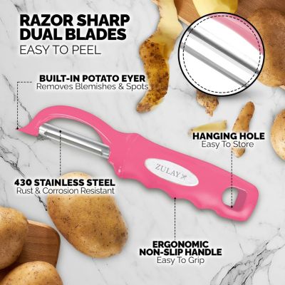 Swivel Vegetable Peeler with Razor Sharp Stainless Steel Blades and Blemish Remover