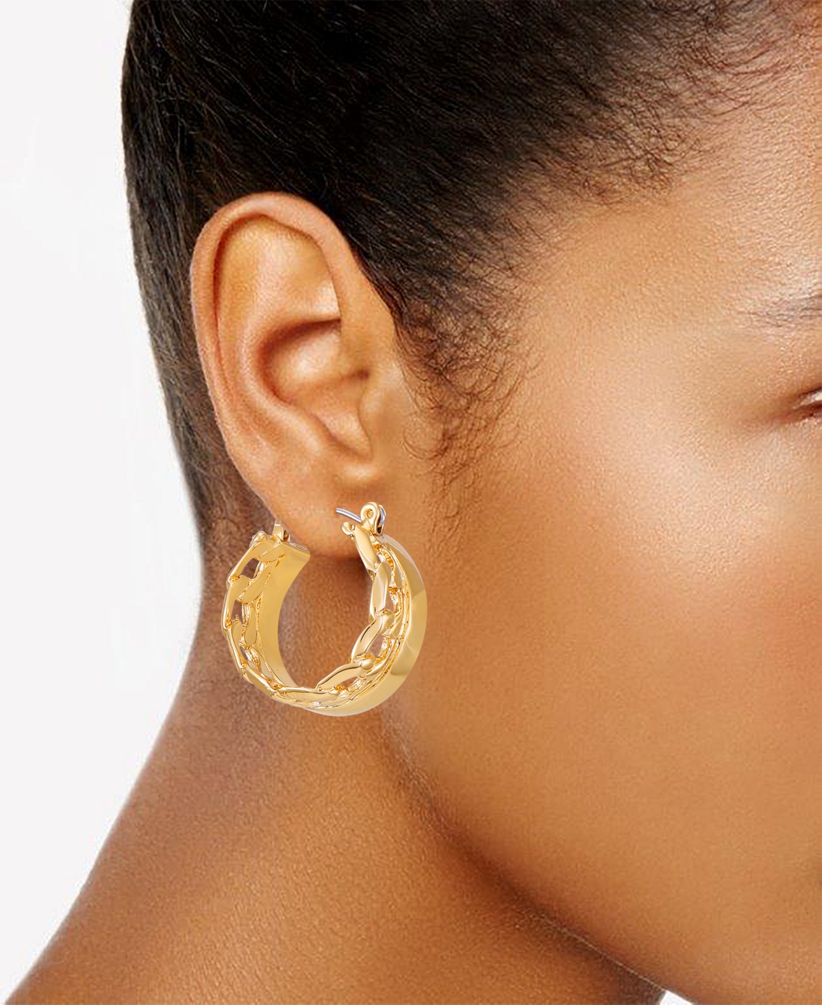 Shop Vince Camuto Gold-tone Textured Organic Hoop Earrings