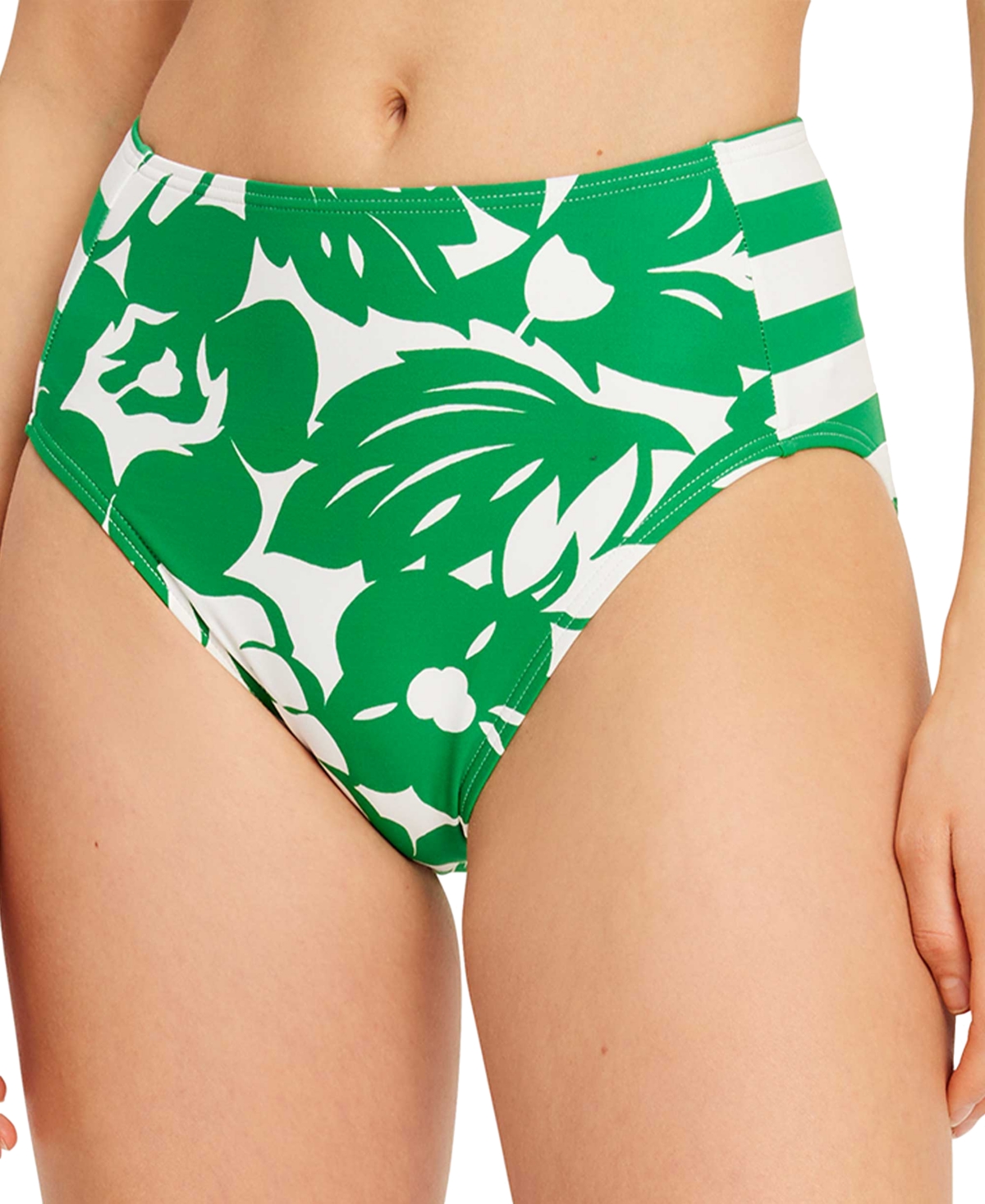 Women's Printed High-Waist Bikini Bottoms - Forest Green