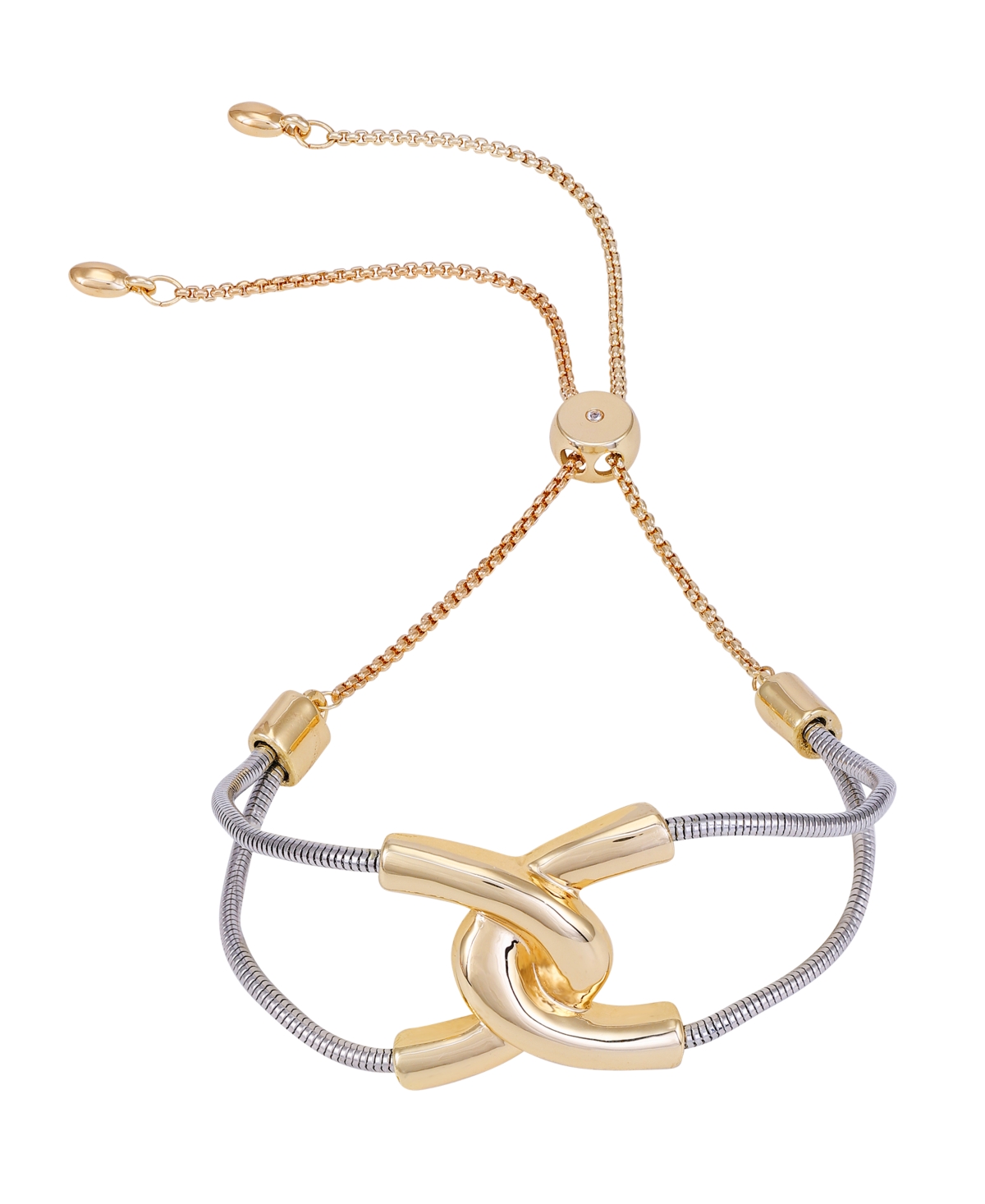 Shop Vince Camuto Two-tone Hooked Link Slider Bracelet In Gold