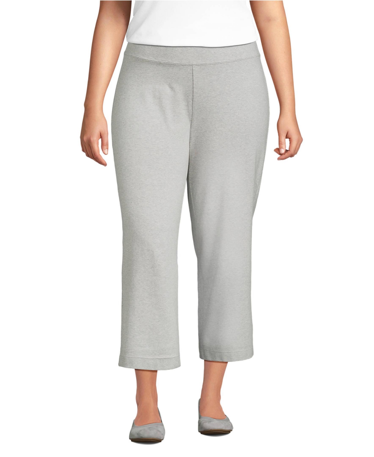 Lands' End Plus Size Starfish Mid Rise Pull On Crop Pants
