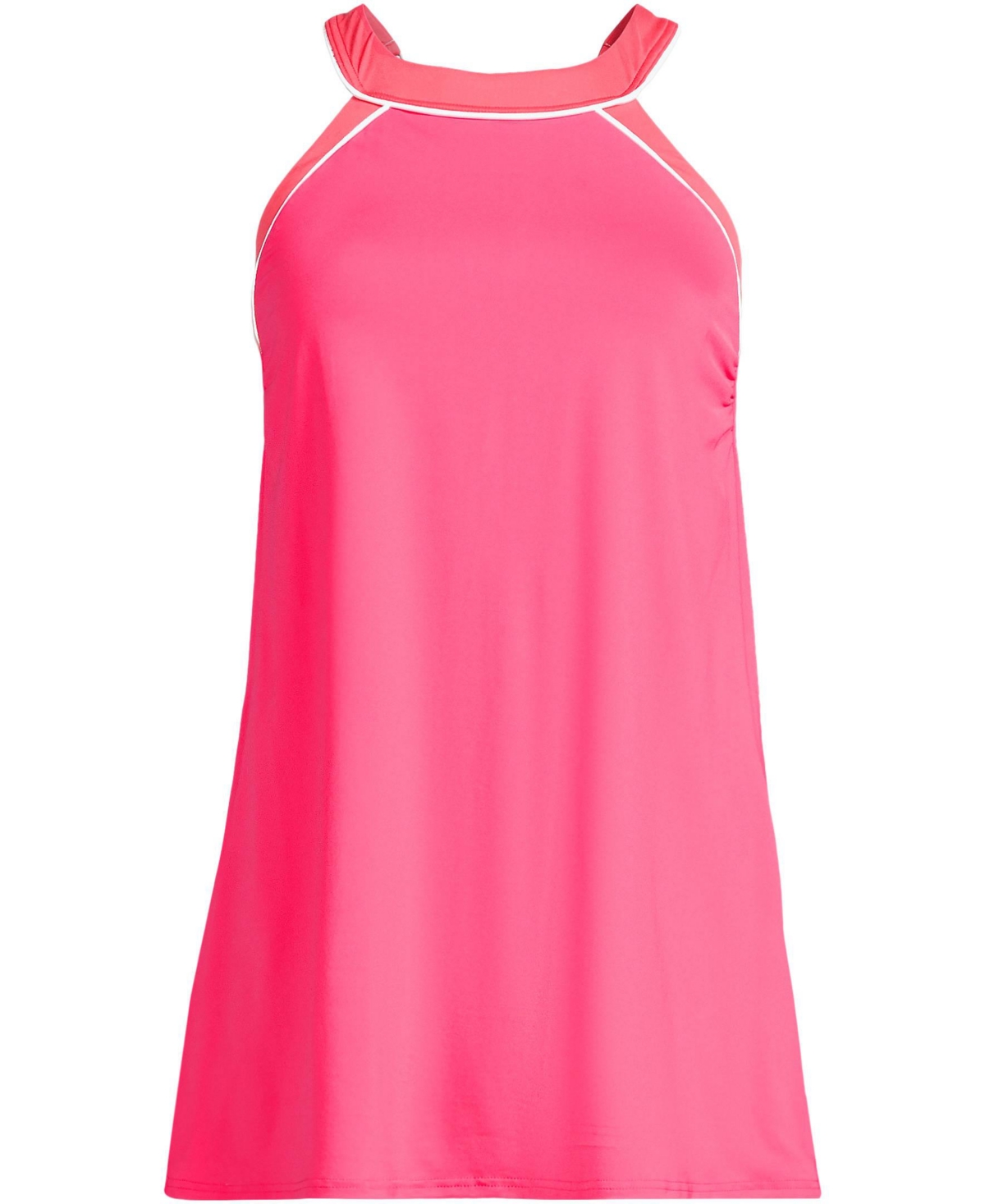 Lands' End Women's High Neck Swim Dress One Piece Swimsuit -wood lily