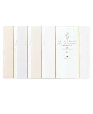 Linen and Eucalyptus Lyocell Queen Sheet Set, 1 Flat Sheet, 1 Fitted Sheet, 2 Pillowcases, Classic Linen Look, Modern Tencel Linen Blend For Moisture Wicking and Cooling, Soft and Breathable Sheets