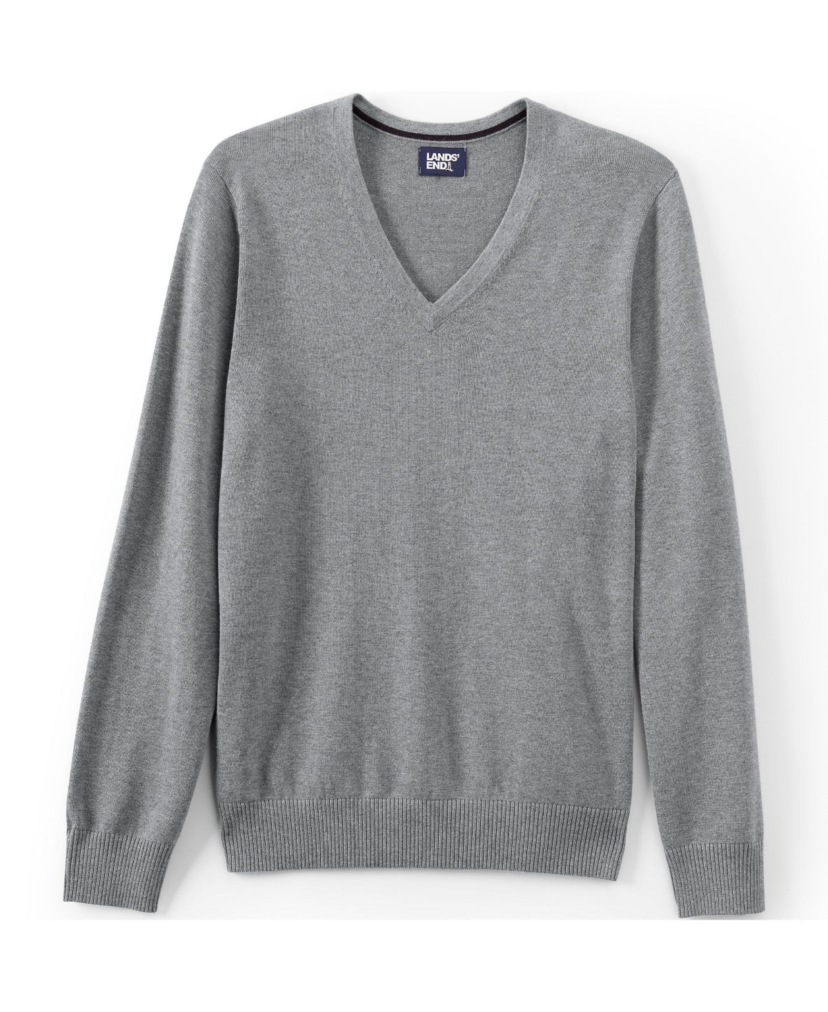 Men's School Uniform Unisex Cotton Modal Vneck Pullover Sweater - Pewter heather