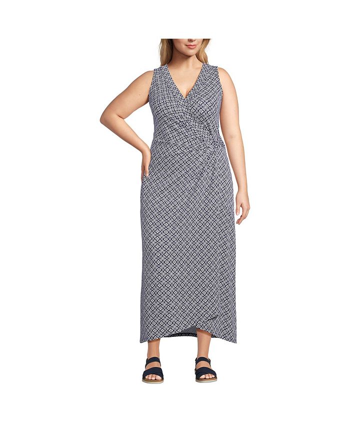 Lands' End Plus Size Sleeveless Tulip Hem Maxi Dress Macy's