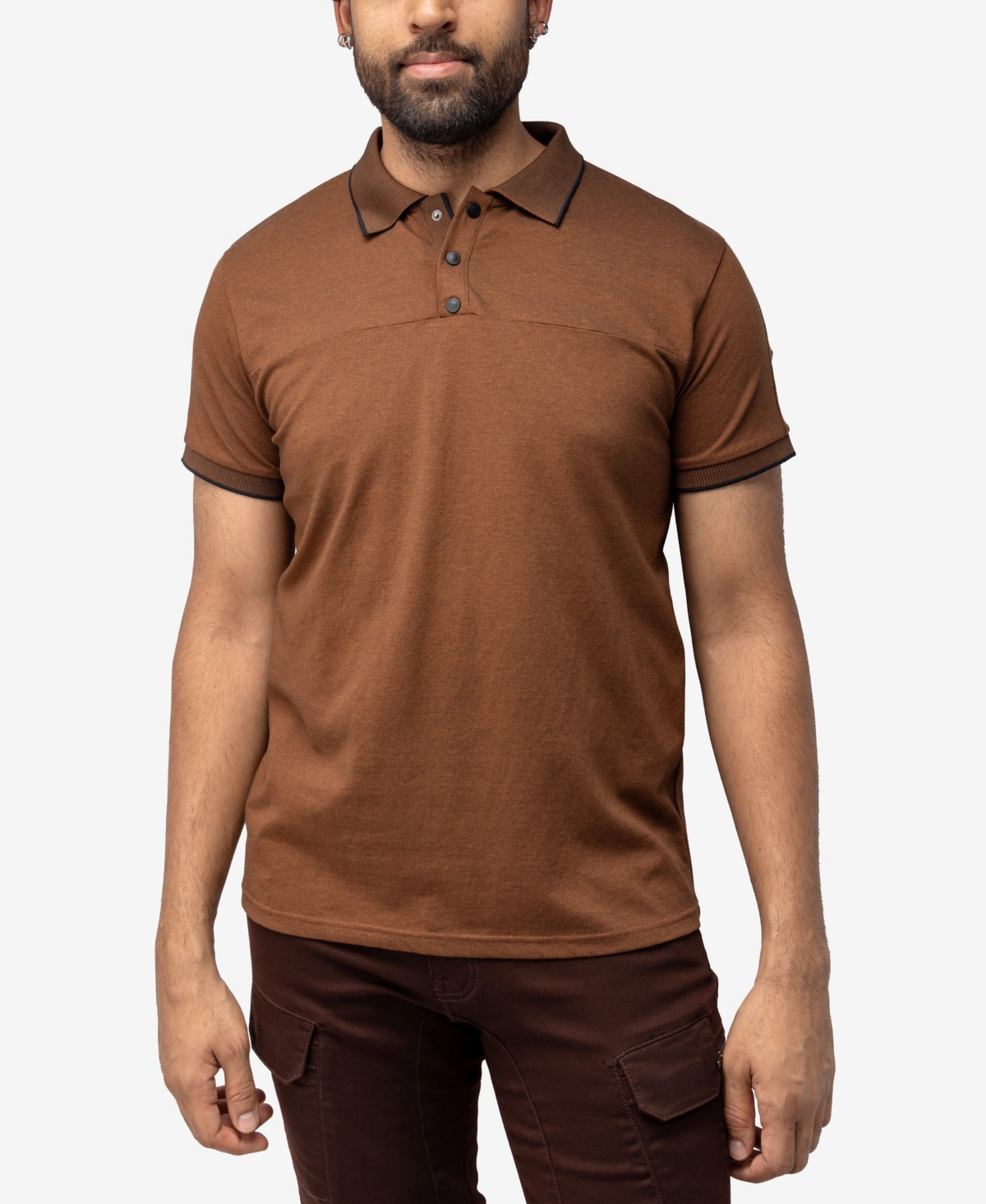 Shop X-ray Men's Short Sleeve Pieced Pique Tipped Polo In Sand