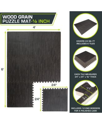 Wood Grain Puzzle Mat 1/2-in, 24 Sq Ft - 6 Tiles