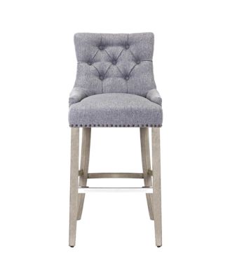 29" Linen Tufted Buttons Upholstered Wingback Bar Stool (Set of 2)