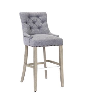 29" Linen Tufted Buttons Upholstered Wingback Bar Stool (Set of 2)