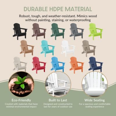 3 Piece Set Outdoor Folding Adirondack Chairs with Side Table