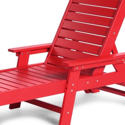 3 Pieces Set Poly Adirondack Outdoor Chaise Lounges with Side Table