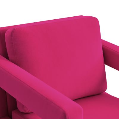 Levitt Square Arm Velvet Accent Chair with Metal Base