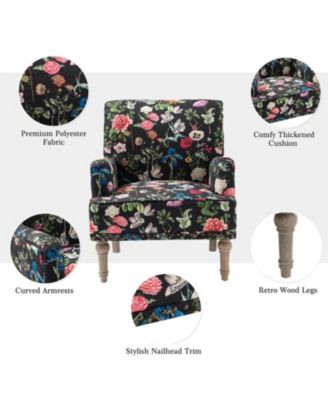 Montross Traditional Wooden Upholstered  Armchair with Floral Patterns