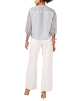 Women's Printed Pintuck 3/4-Sleeve Blouse