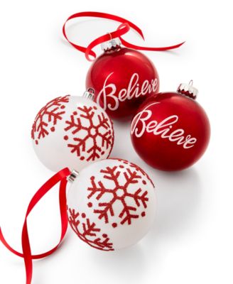 Holiday Lane - Christmas Cheer Plastic Ball Ornaments, Set of 4
