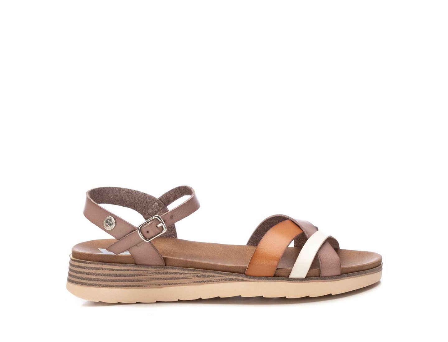 Женские сандалии XTI Low Wedge Strappy, цвет: Бежевый — фото 3