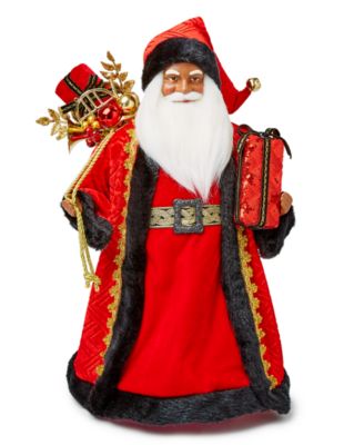 Holiday Lane - Royal Holiday Red & Black African American 18" Santa Holding a Gift Bag