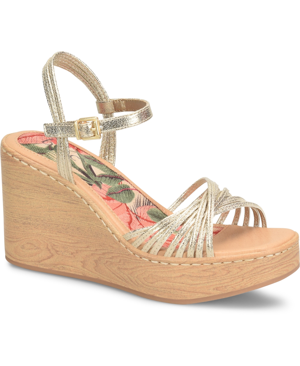 Shop B.o.c. Women's Catalina Strappy Comfort Wedge Sandal In Champagne