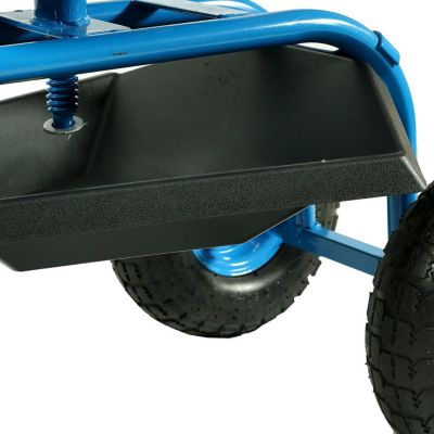 Garden Cart Rolling Scooter with Extendable Steering Handle - Swivel Seat and Utility Basket - Blue