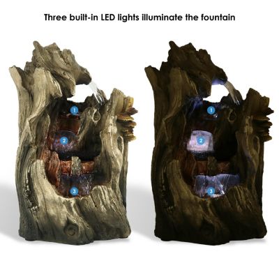 Indoor Home Decorative Cascading Caves Waterfall Tabletop Water Fountain with LED Lights - 14"