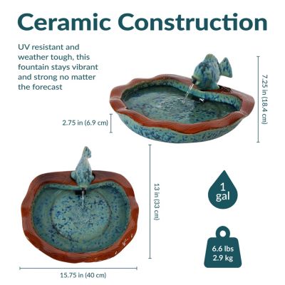 7"H Electric Glazed Ceramic Fish Outdoor Water Fountain
