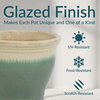 UV- and Frost-Resistant Ceramic Flower Pot Planter with Drainage Holes