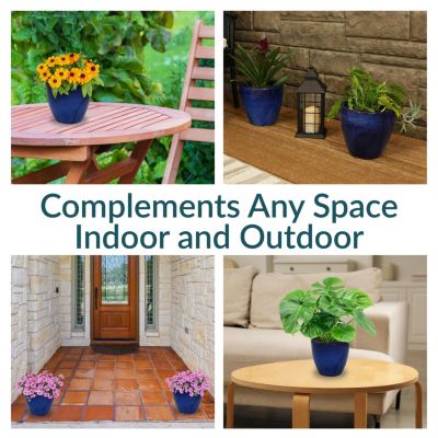 Resort High-Fired Outdoor/Indoor Glazed UV and Frost-Resistant 2-Pack Ceramic Planters with Drainage Holes