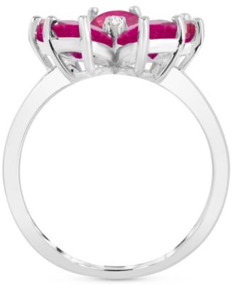Lab-Grown Ruby (3-3/4 ct. t.w.) & Diamond Accent Flower Ring in Sterling Silver