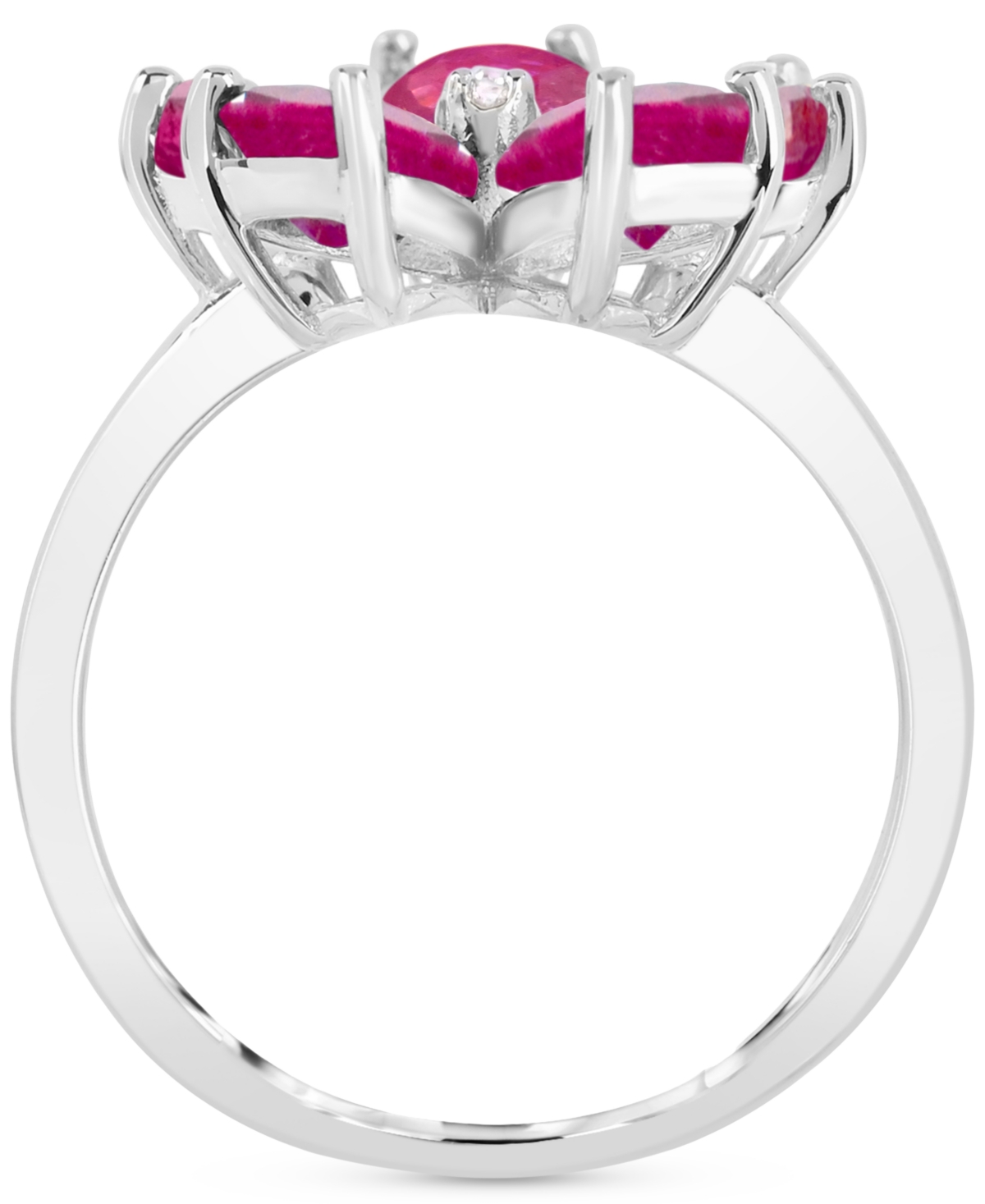 Macy's Lab-grown Ruby (3-3/4 Ct. T.w.) & Diamond Accent Flower Ring In Sterling Silver In Ruby