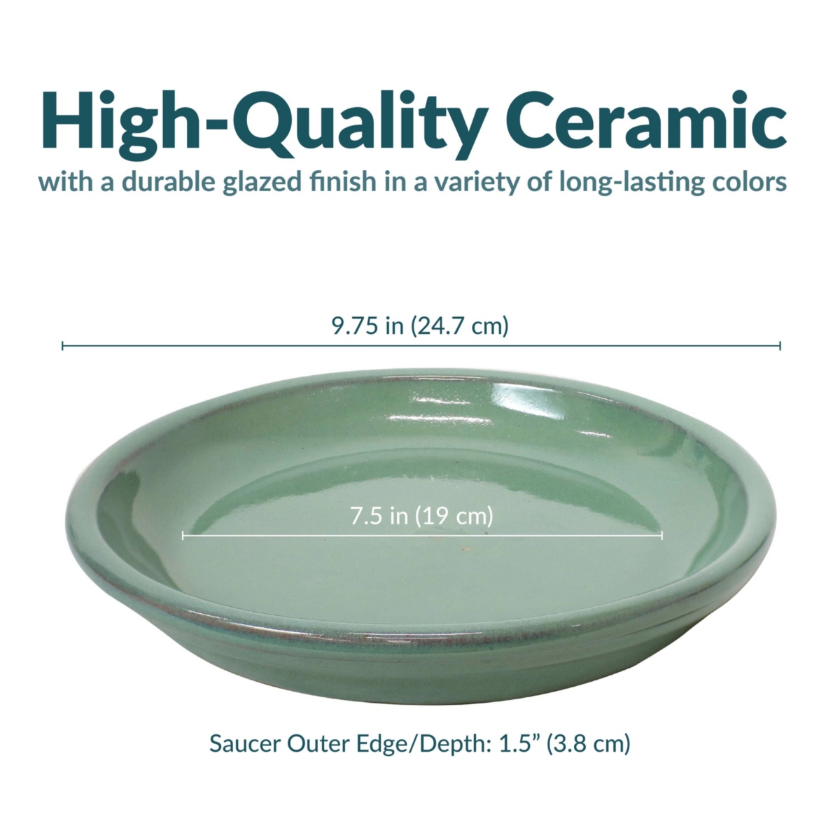 Sunnydaze Decor Glazed Ceramic Flower Pot/Plant Saucer - Seafoam - Set of 4